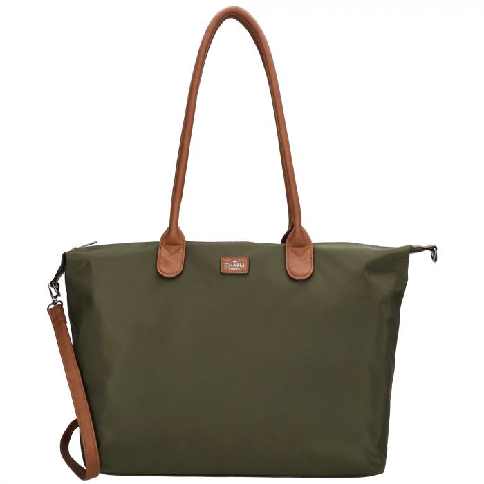 Charm London Buckingham 15,6 inch laptop schoudertas olive green