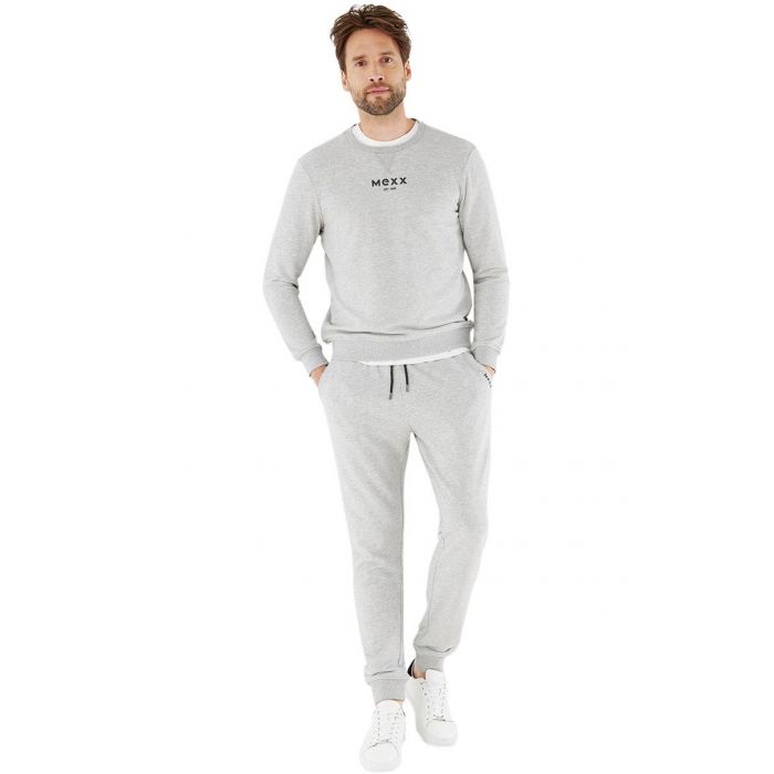 Anders Vul in mager Mexx Crewneck Logo sweater heren grey melee