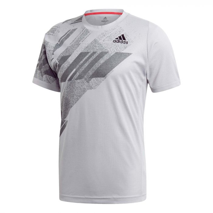 verraad lezing Sceptisch Adidas Freelift Printed HEAT.RDY tennisshirt heren glory grey powder pink