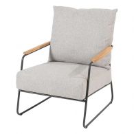 4 Seasons Outdoor Balade loungestoel antraciet zwart teak UNI