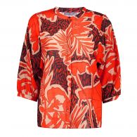 Geisha Blouse met print black coral 