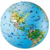 Caly Toys Wereldkaart met dieren 50 cm opblaasbare bal 