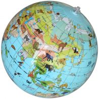 Caly Toys Wereldkaart met dieren 30 cm opblaasbare bal 